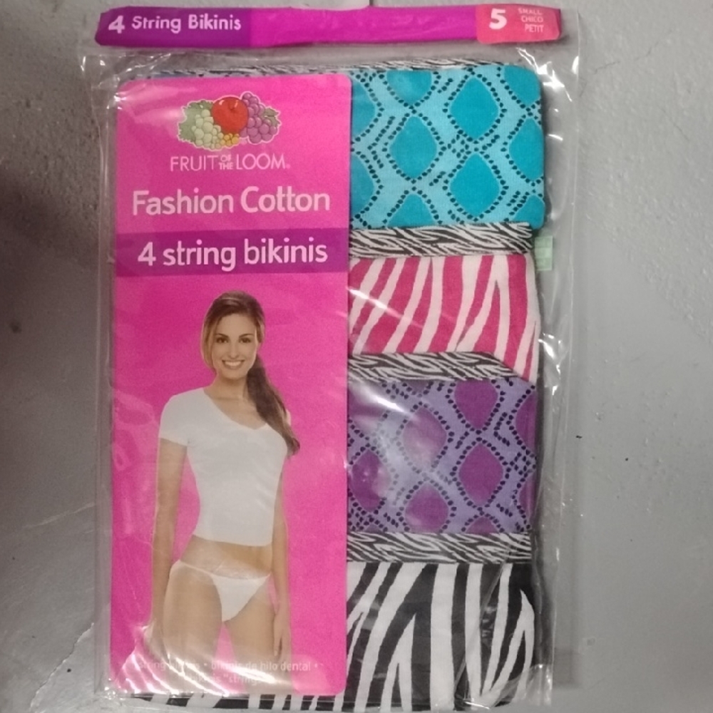 Fruit of the Loom Fashion Cotton String Bikinis - Blue, Pink, Purple, Black